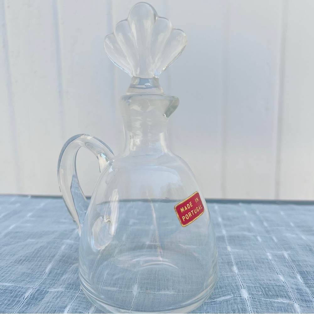 vintage glass peacock oil cruet